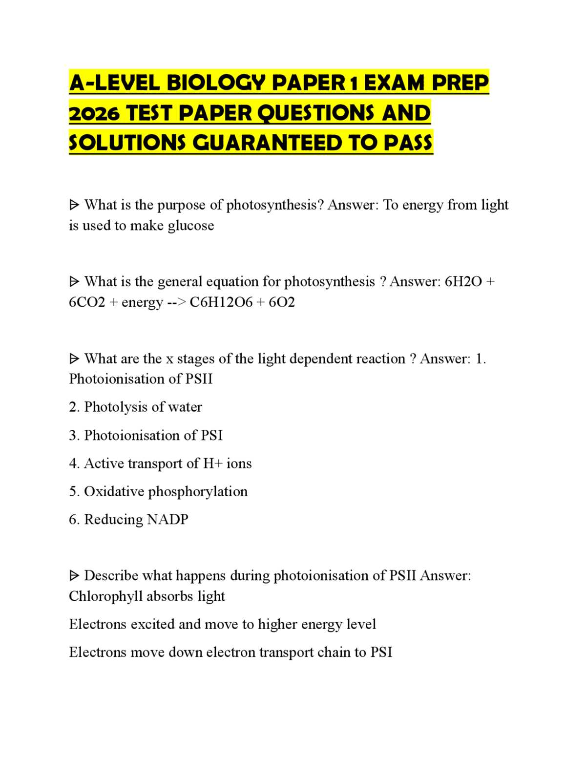 biology leap 2026 answer key