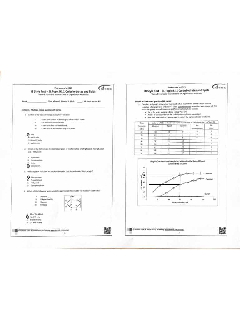 biology unit 2 modeling and testing for carbohydrates answer key