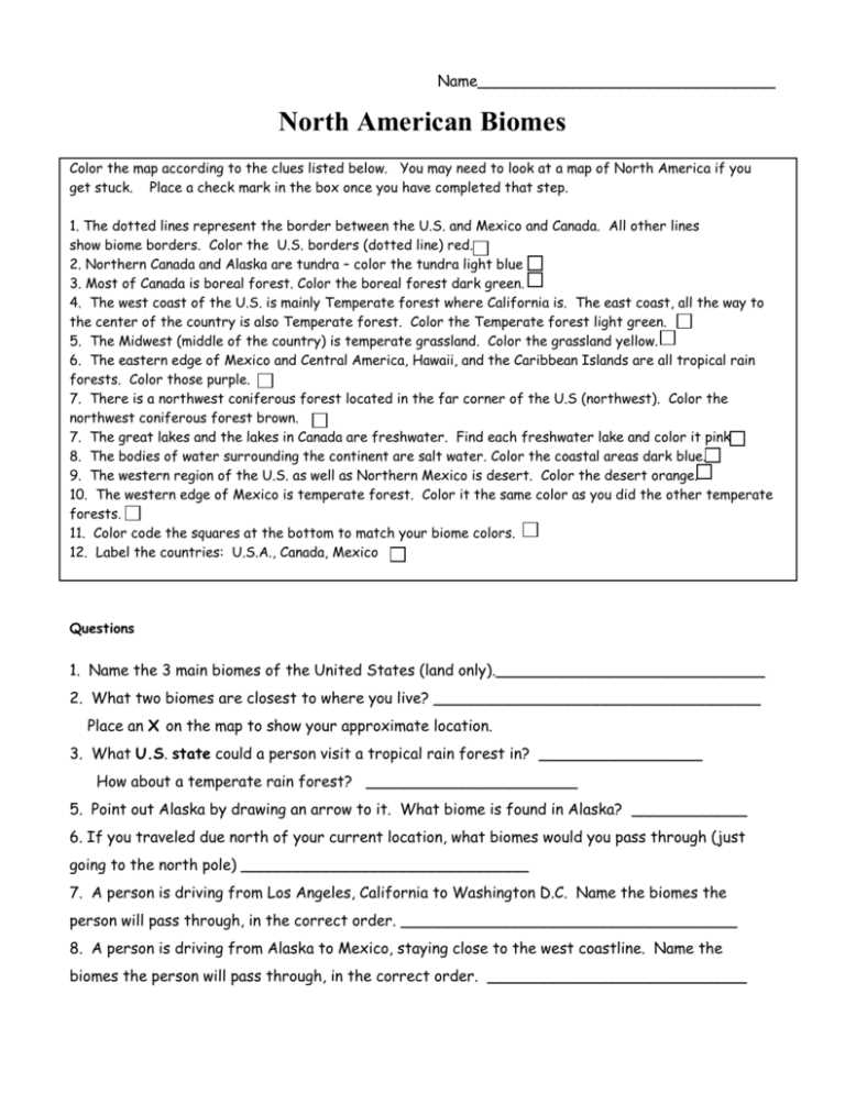 biomes of north america pogil answer key