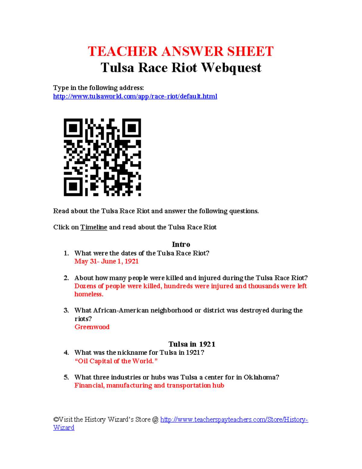 black history webquest answer key