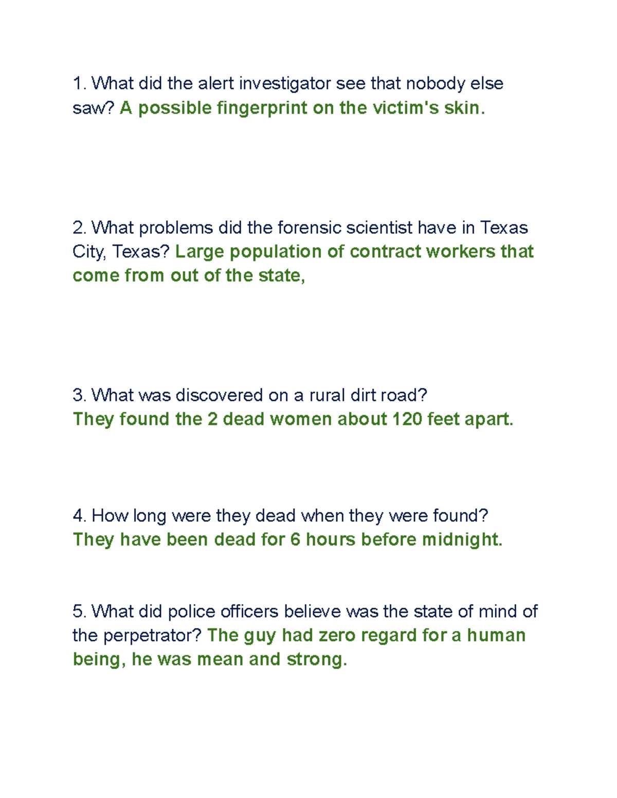 catching killers fingerprints worksheet answer key
