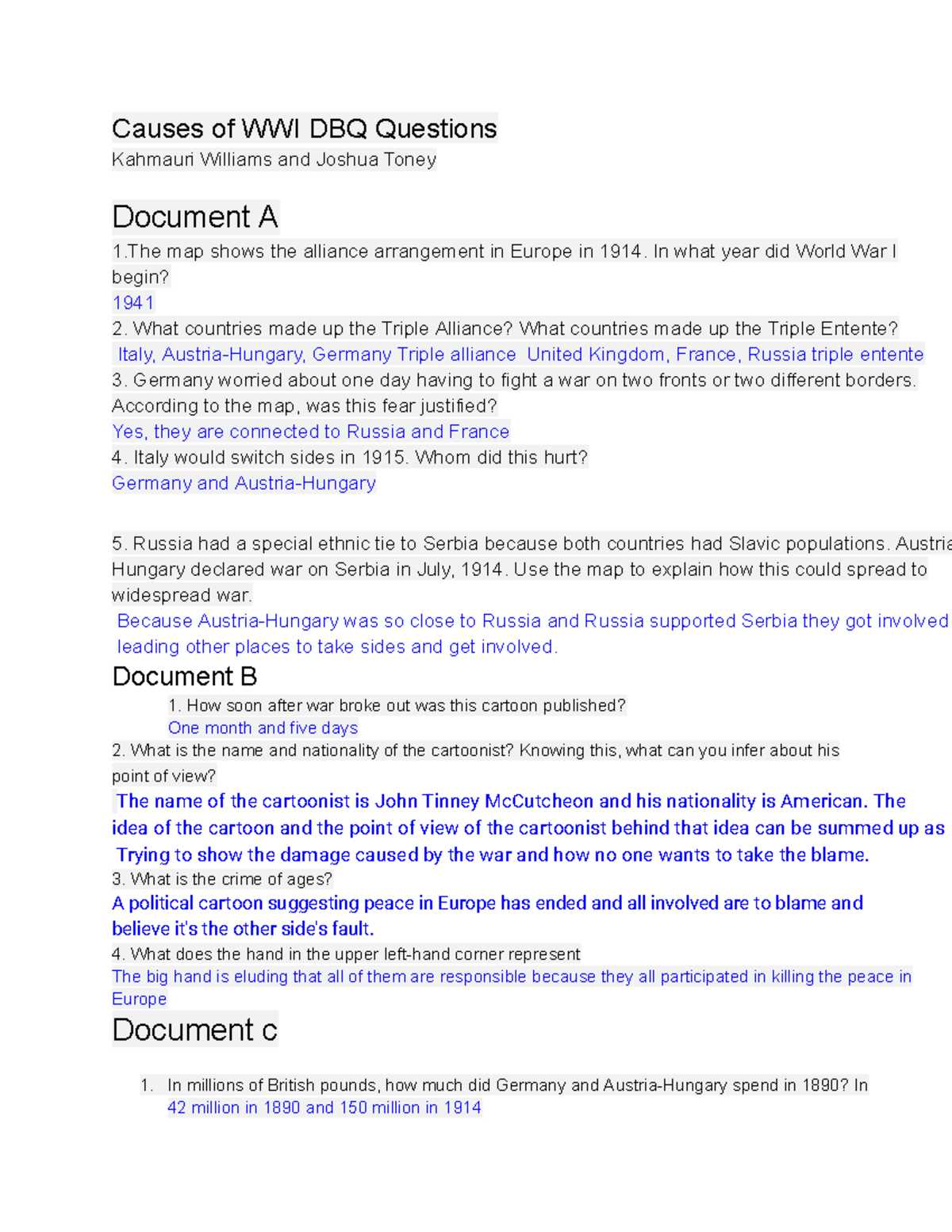 causes of world war 1 m.a.i.n causes answer key