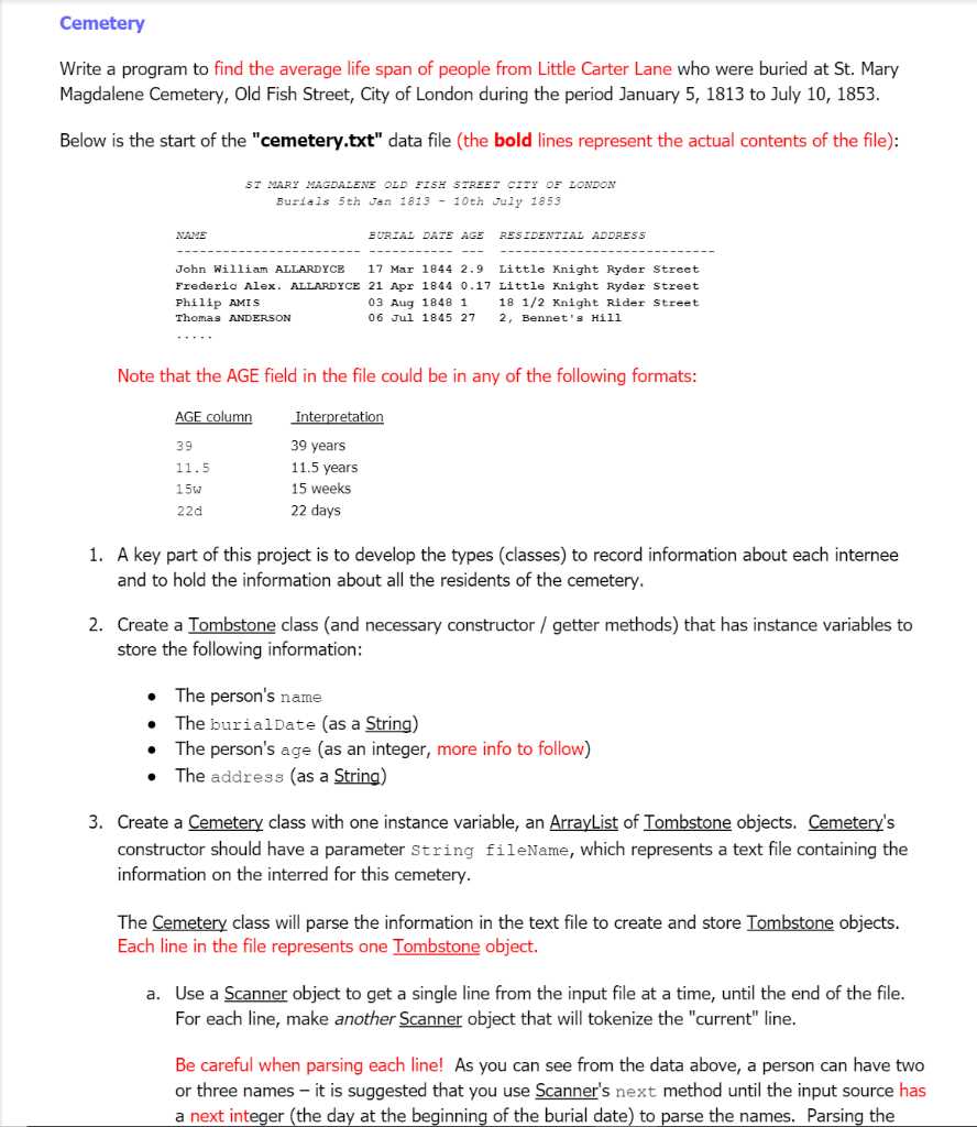 cemetery lab answer key