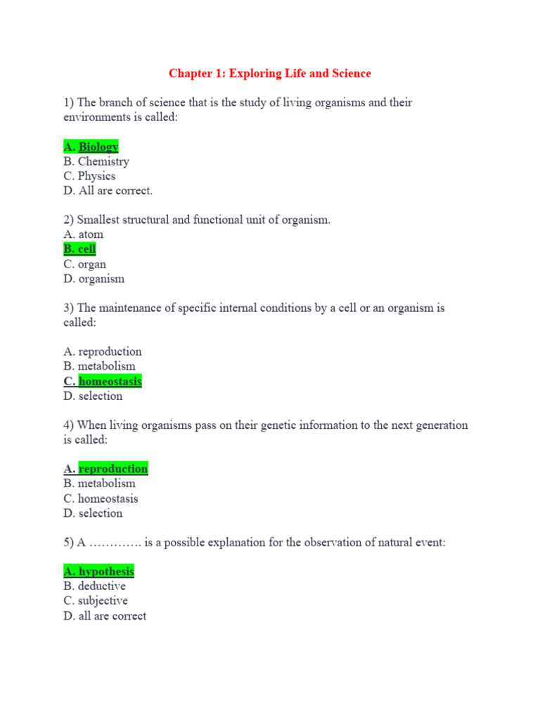 chapter 1 biology chatper assessment page 27 answer key