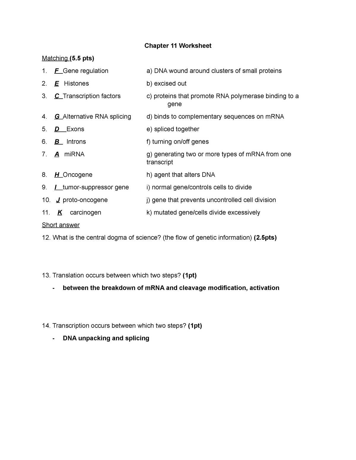 chapter 11 dna and genes content mastery answer key