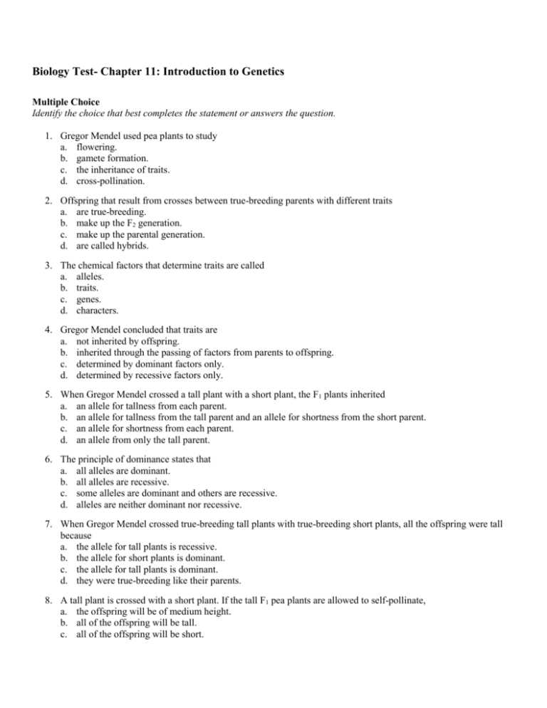 chapter 11 introduction to genetics section review 11 3 answer key