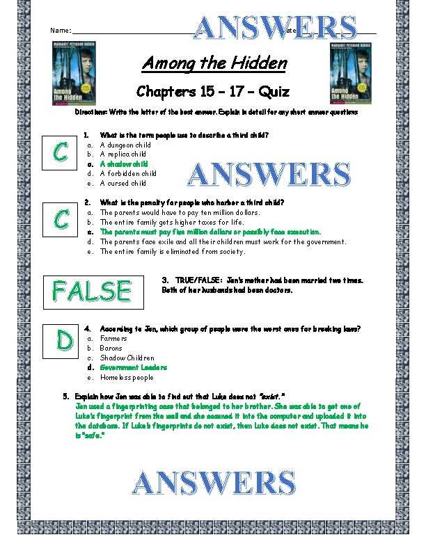chapter 15 section 3 answer key