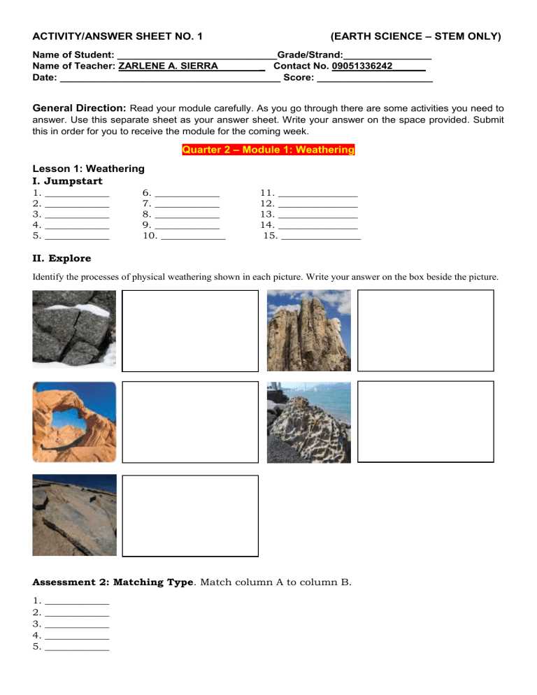 chapter 5 lesson 1 weathering answer key