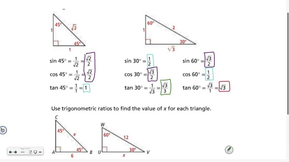 chapter 8 right triangles and trigonometry test answer key