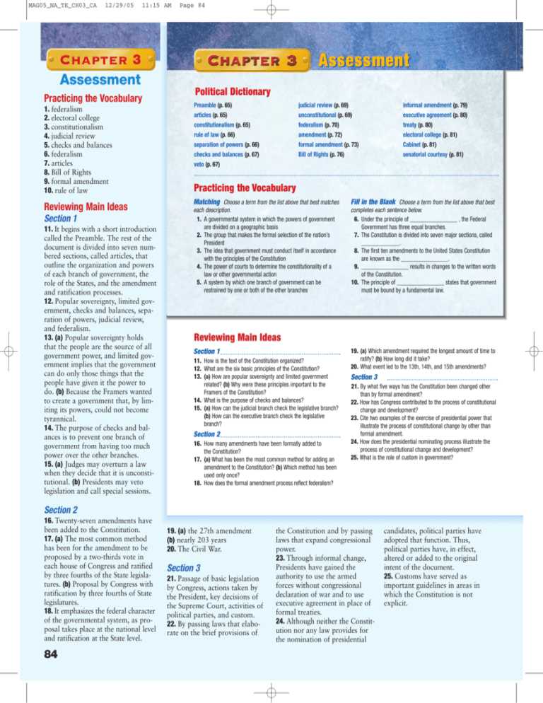chapter summary activity chapter 3 the constitution answer key