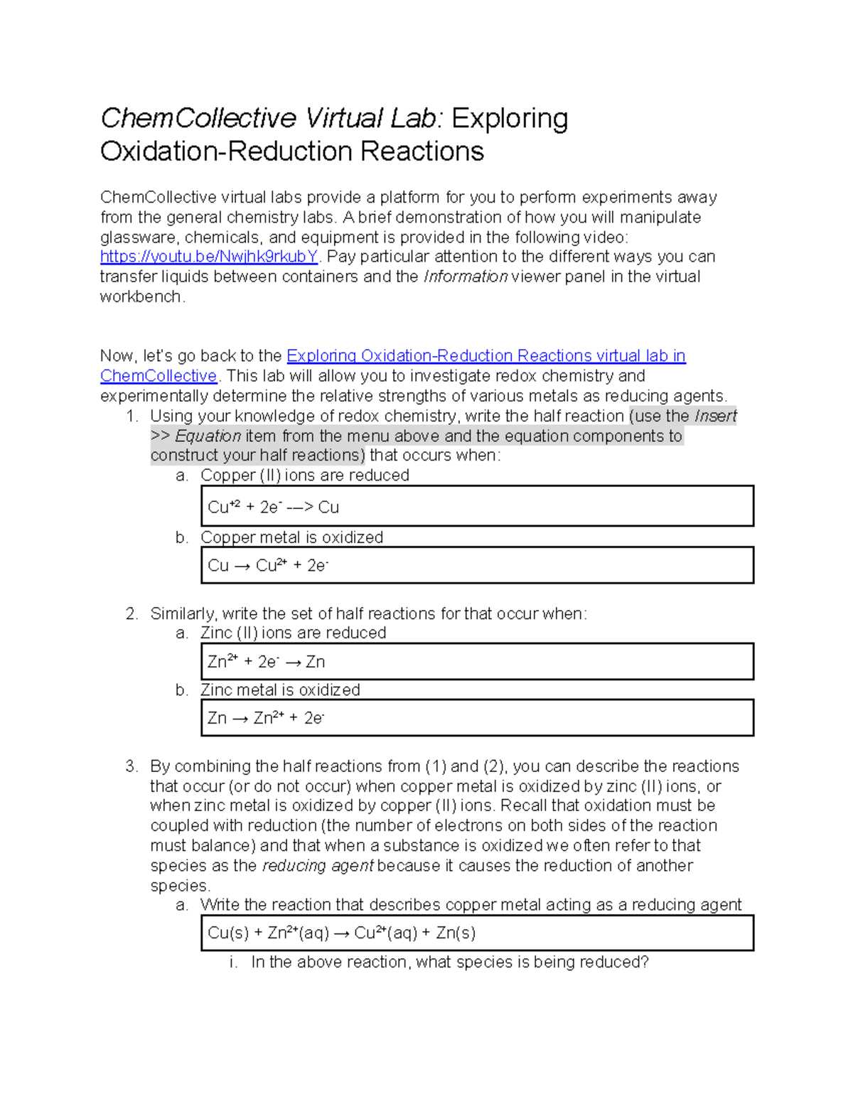 chemcollective virtual lab answer key