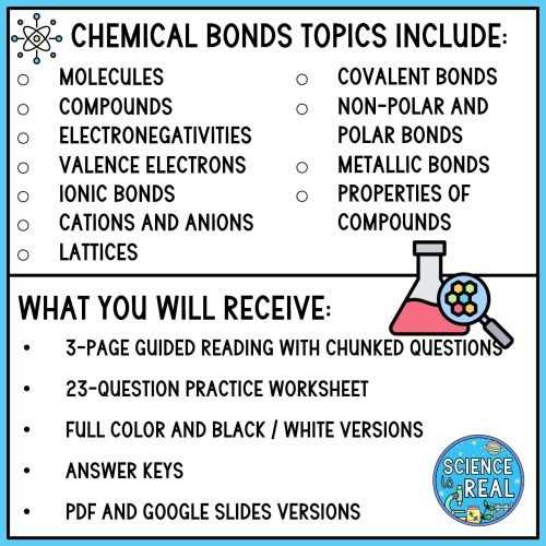 chemical bonds reinforcement answer key
