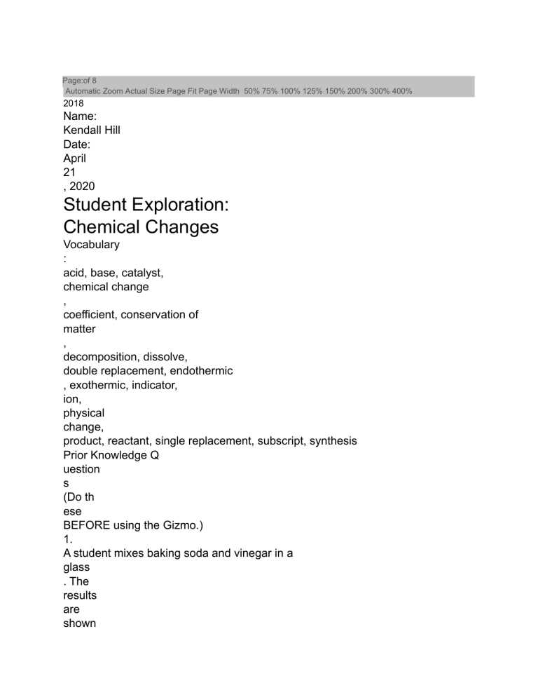 chemical changes gizmo activity c answer key
