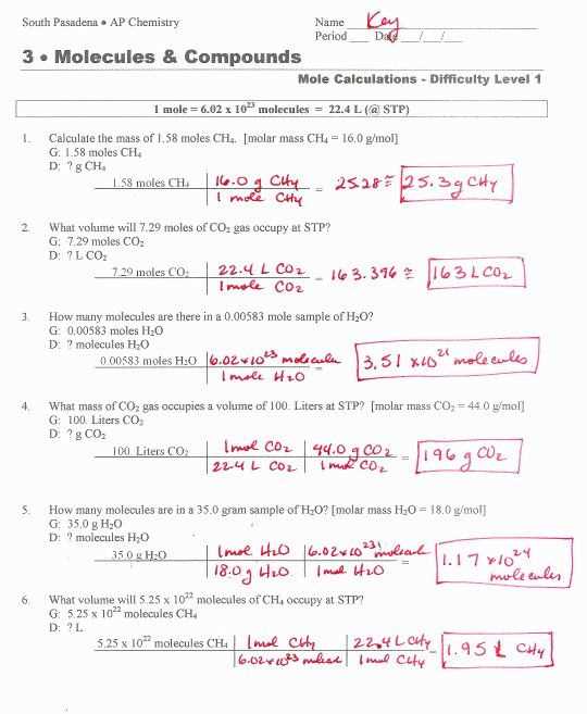 chemistry stoichiometry answer key