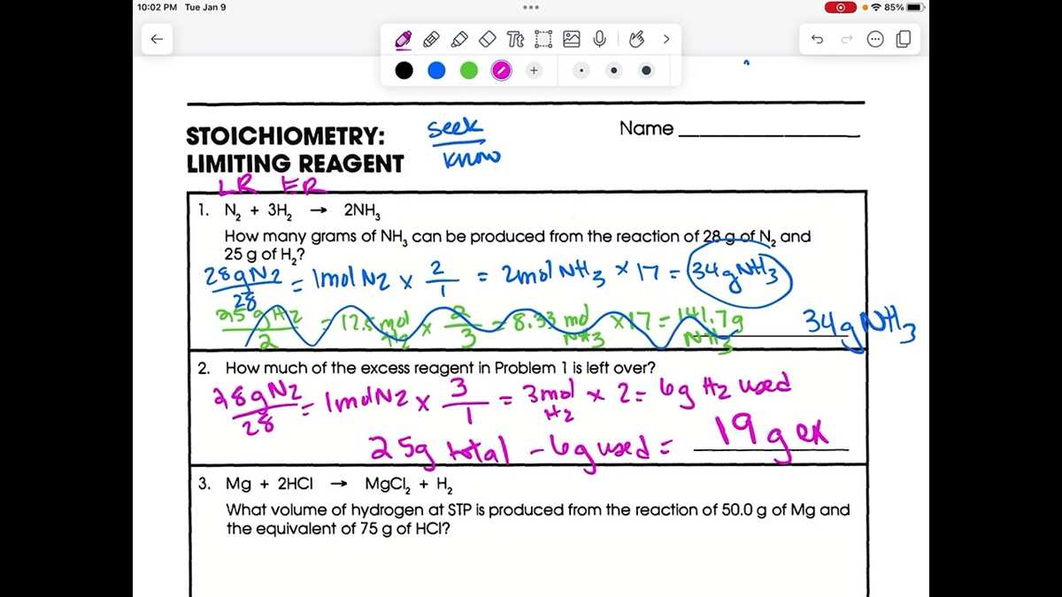 chemistry stoichiometry answer key