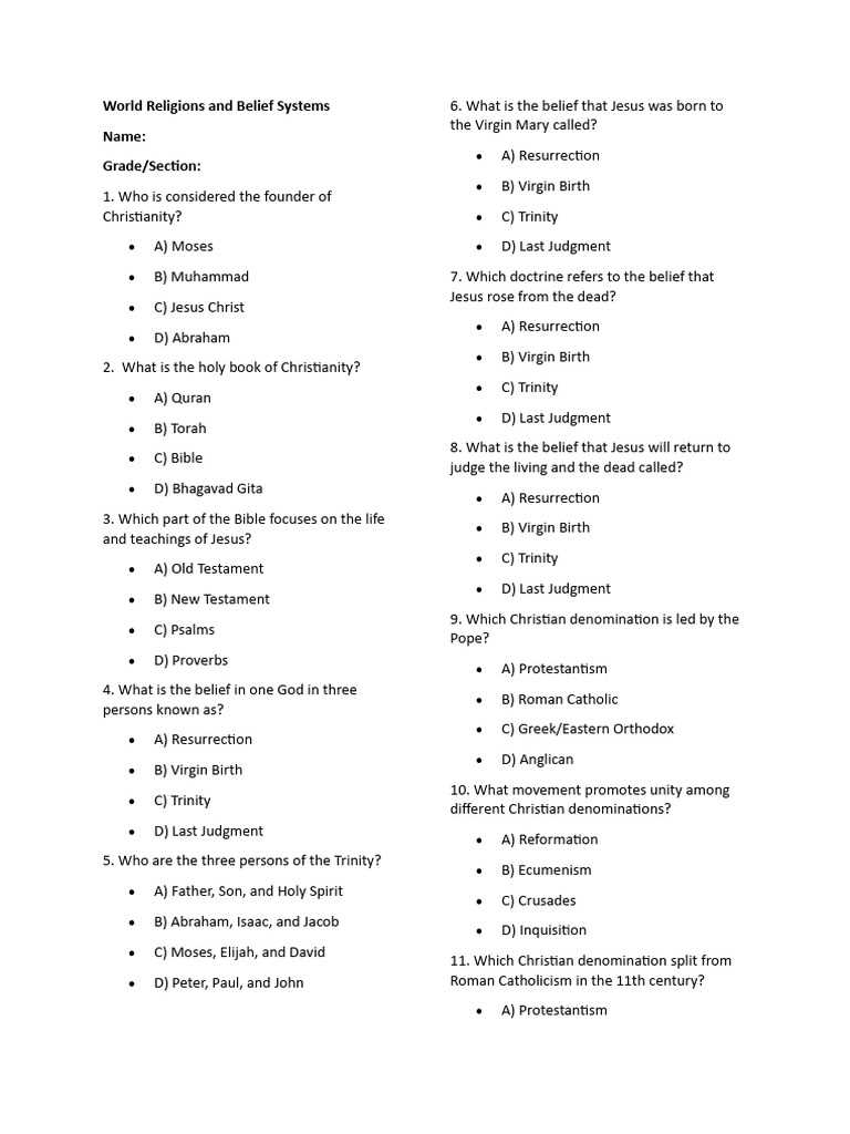 christianity mini q answer key