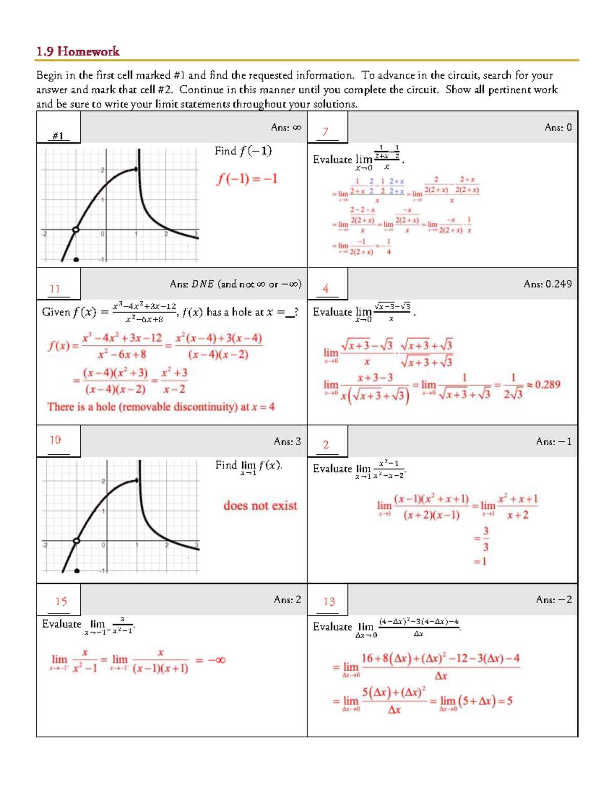 circuit training   limits answer key