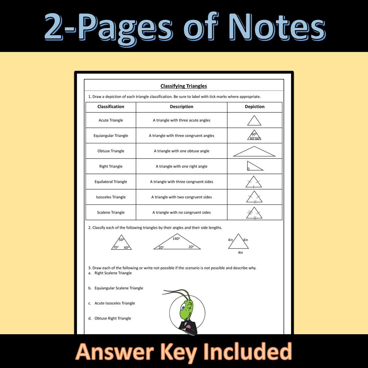 classifying triangles by angles worksheet with answer key