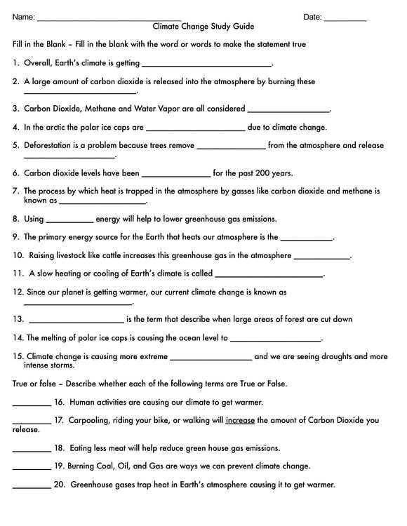 climate and climate change guided reading and study answer key