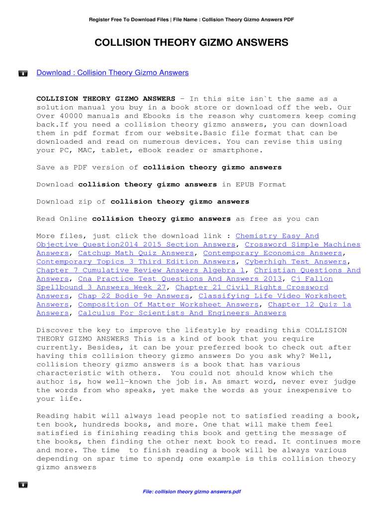 collision theory worksheet answers key collision theory worksheet answers key