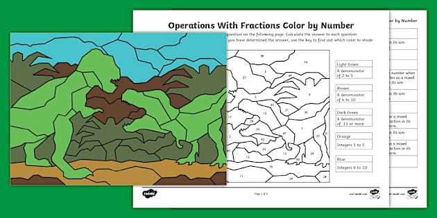 color by number operations with fractions answer key