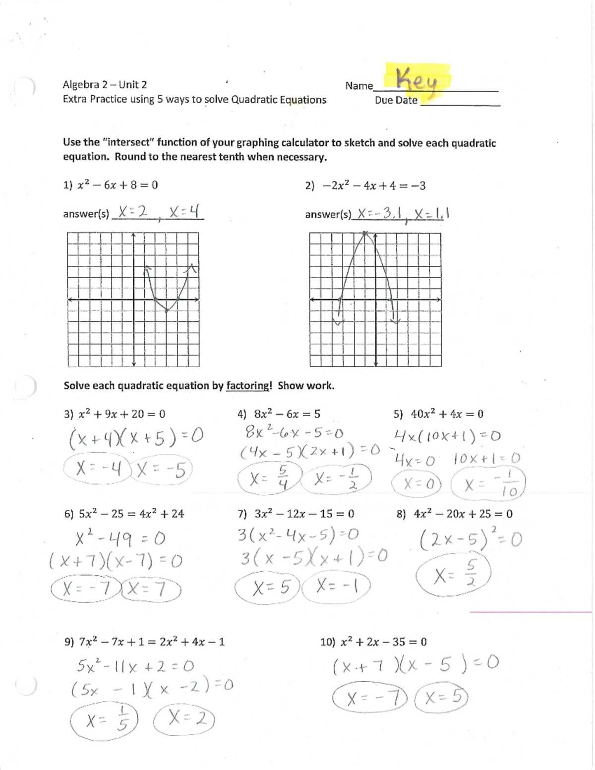 common core algebra 2 unit 10 lesson 6 answer key