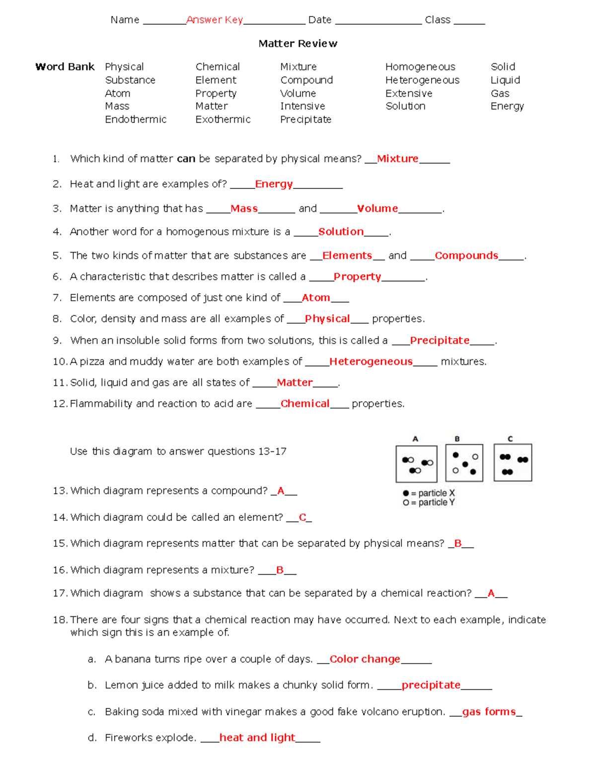 composition of matter worksheet answer key composition of matter worksheet answer key