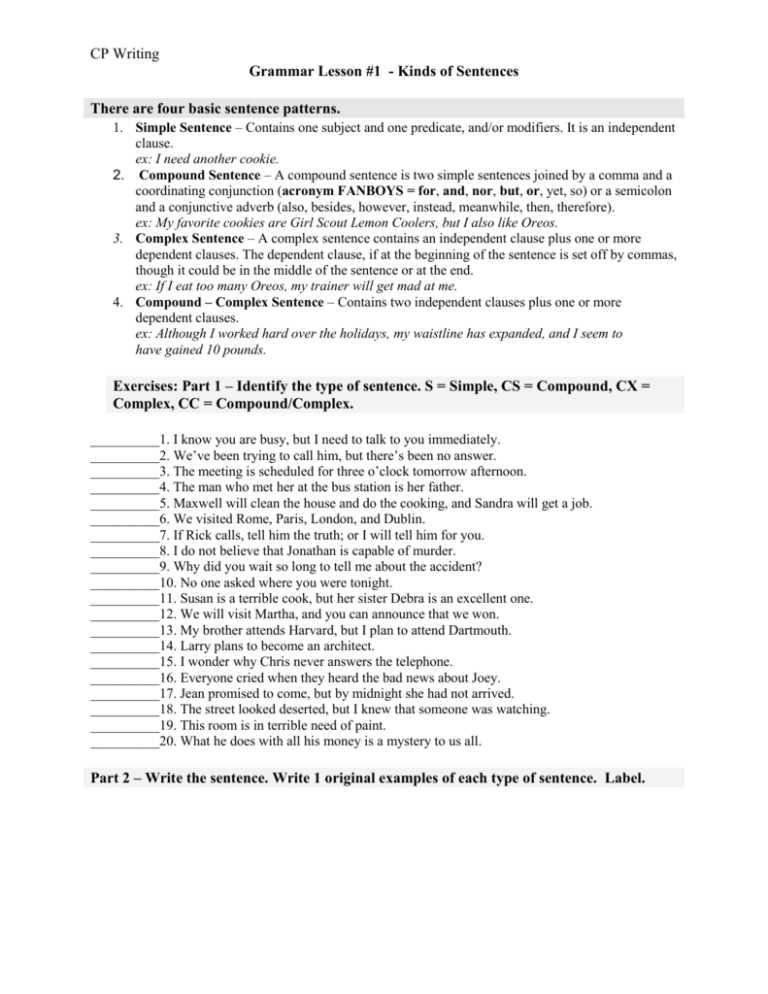 compound complex sentences worksheet with answer key lesson 5 compound complex sentences worksheet with answer key lesson 5