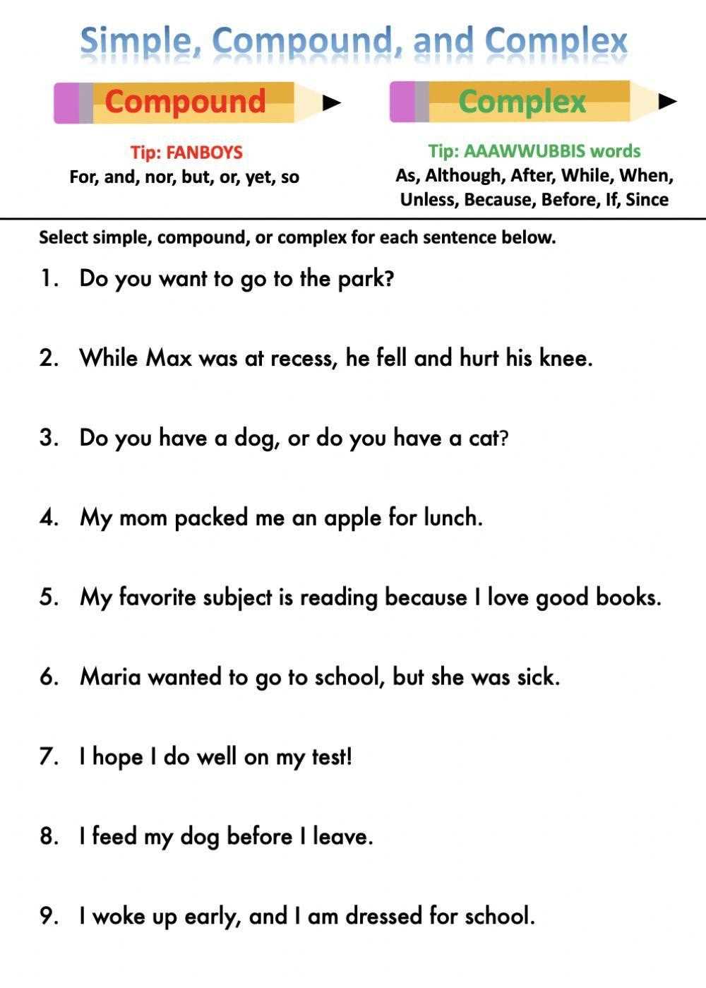 compound complex sentences worksheet with answer key lesson 5 compound complex sentences worksheet with answer key lesson 5