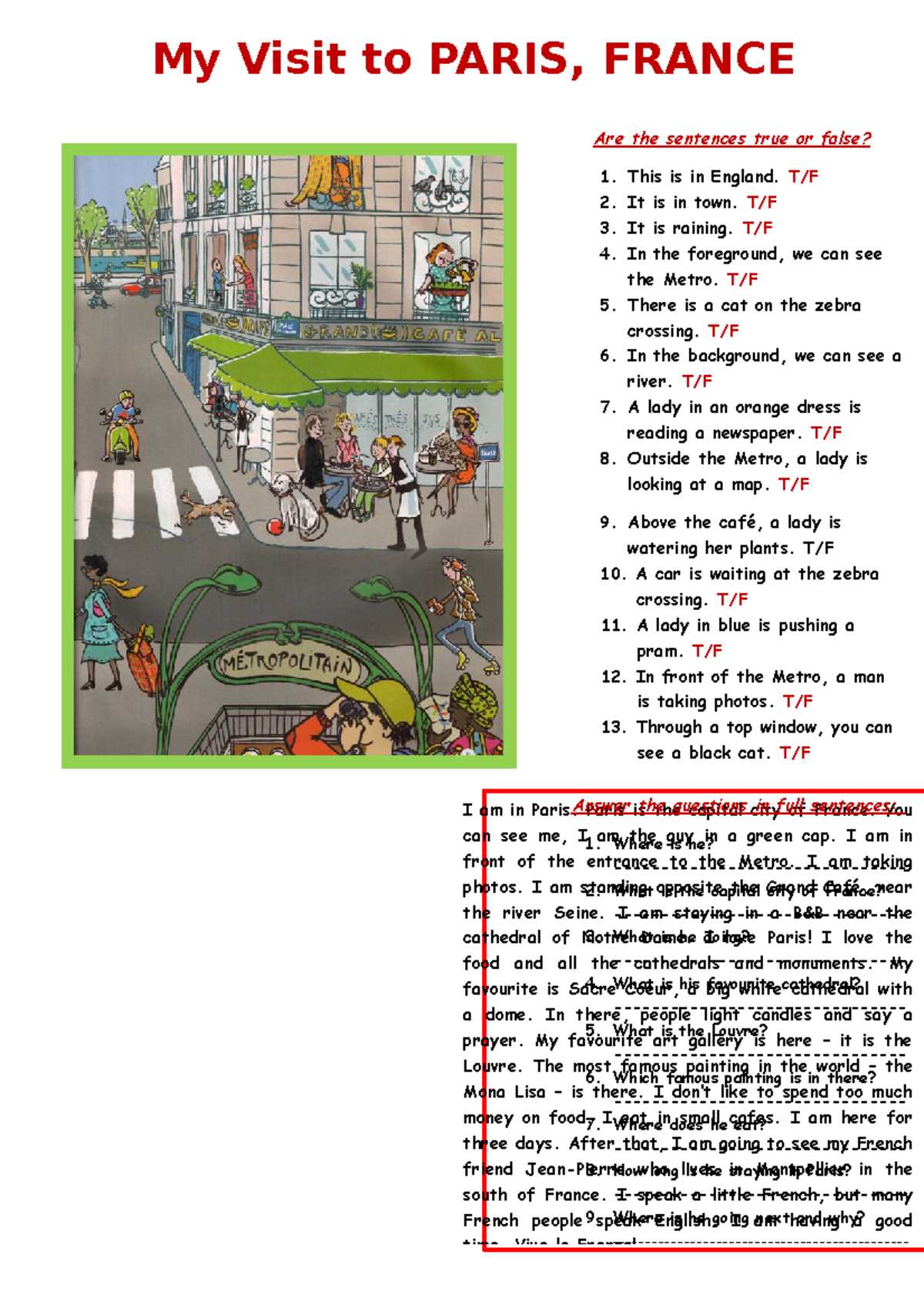 comprehension guide mon sejour a paris answer key