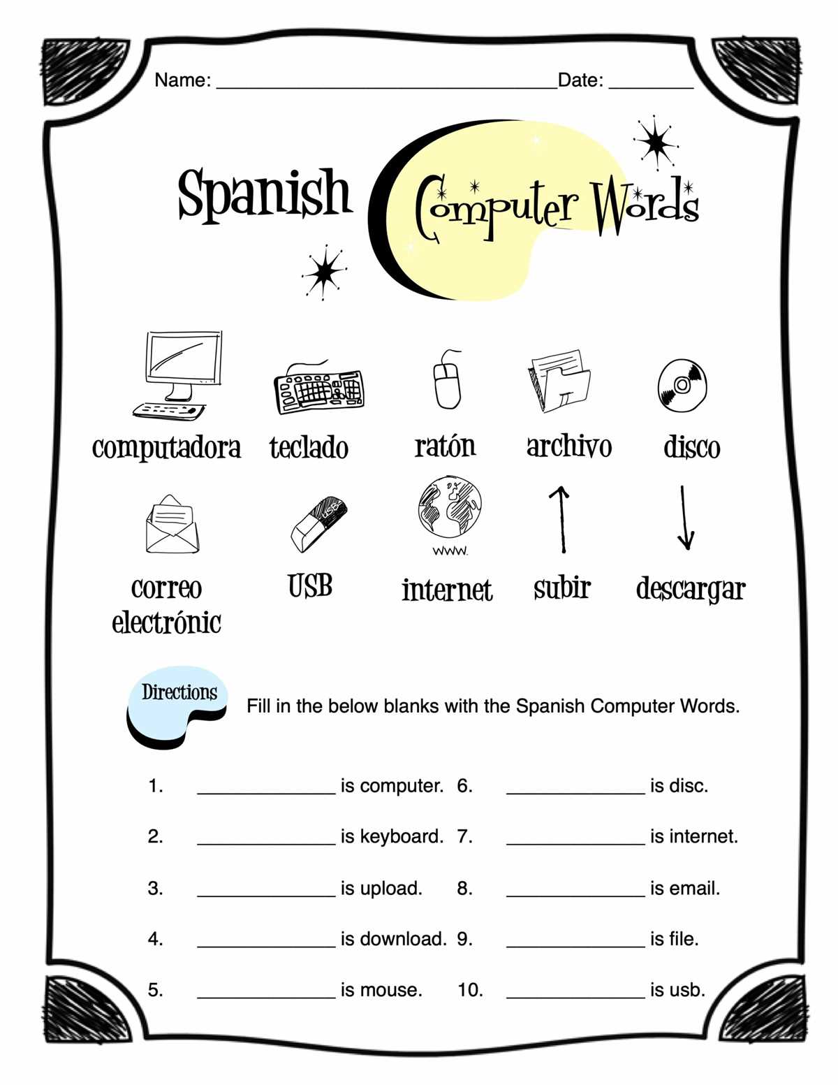 computer terms word scramble answer key