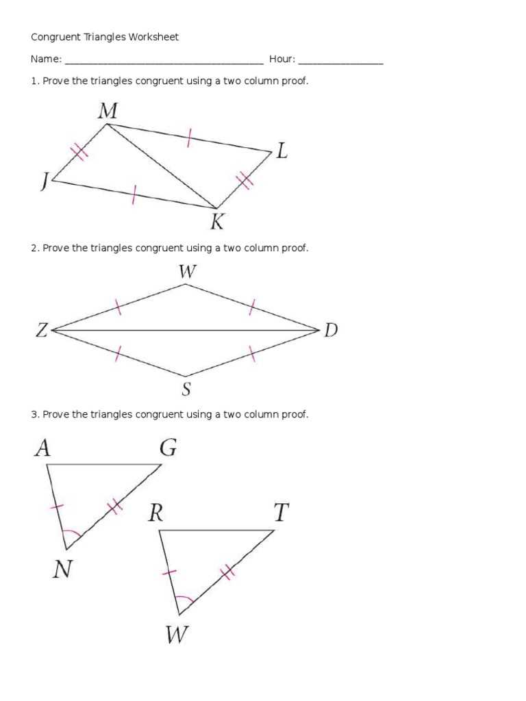 congruent triangles 2 column proofs answer key
