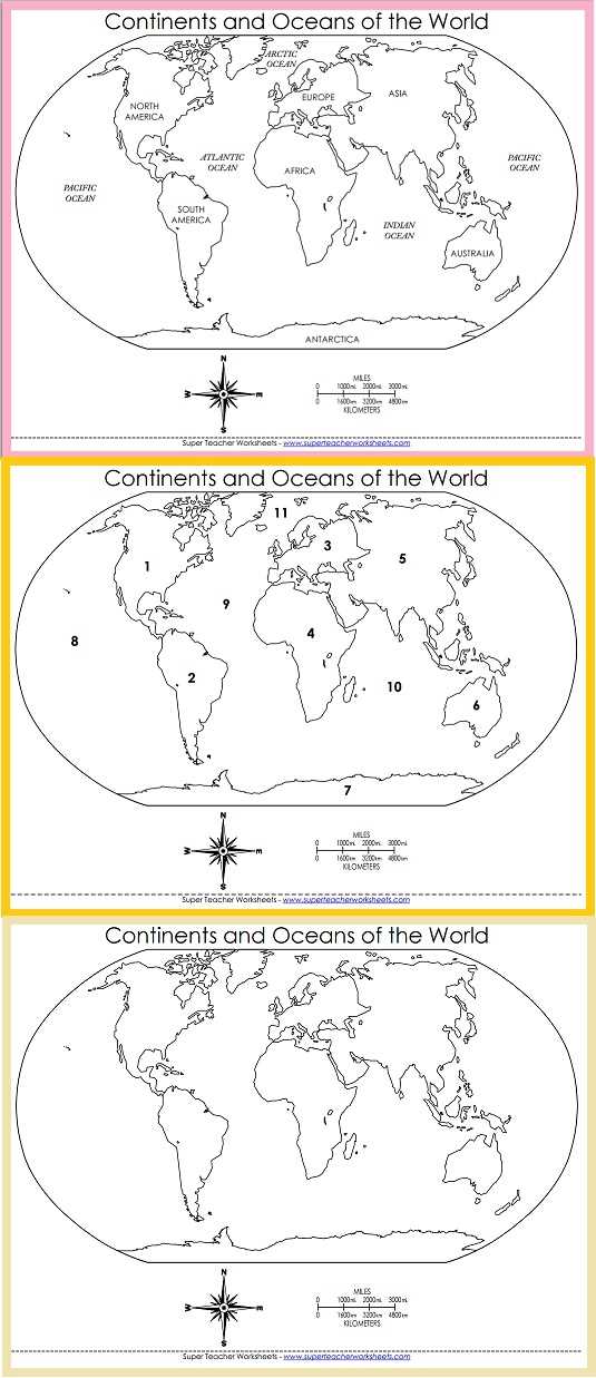 continents and oceans word search answer key