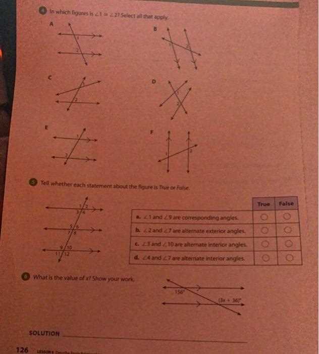 corresponding angles answer key