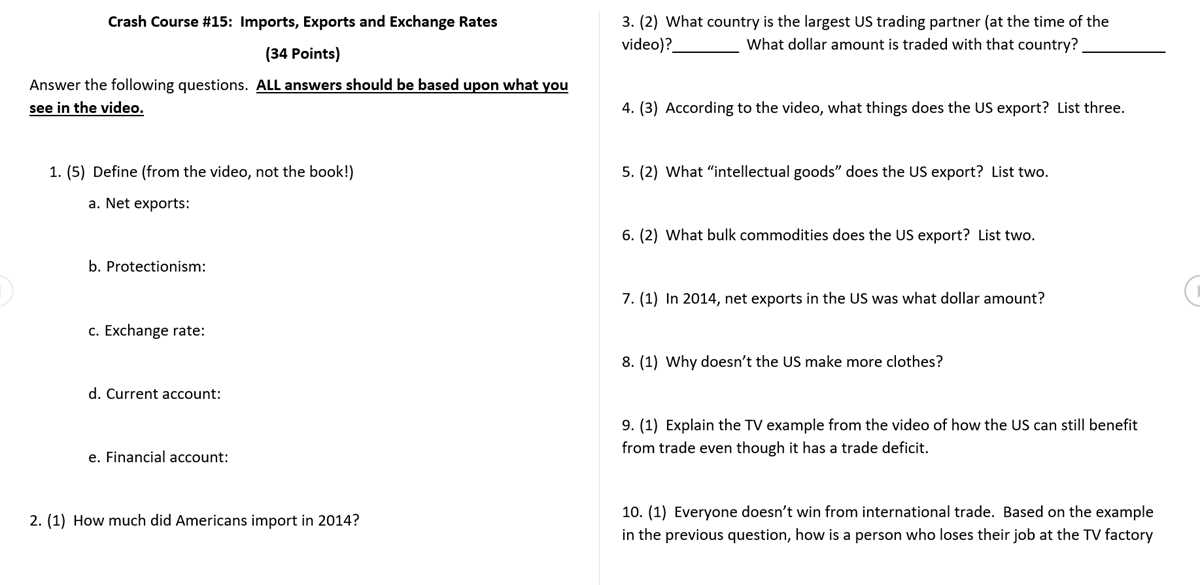 crash course economics worksheet answer key