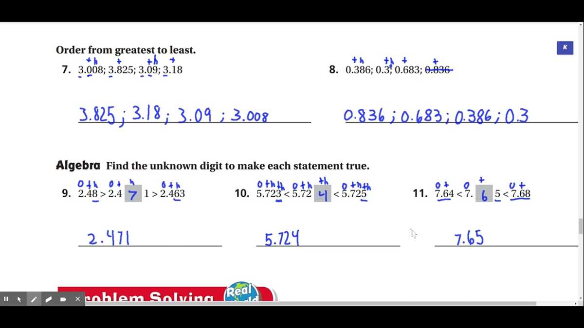 decimal addition practice and homework lesson 3.5 answer key