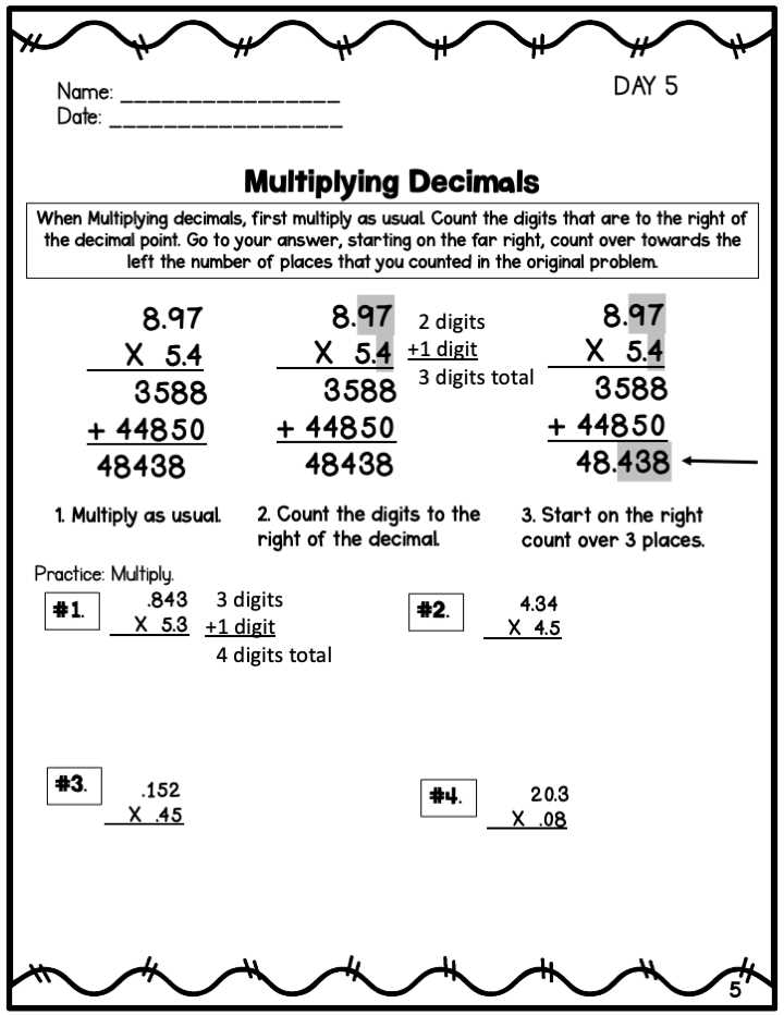 decimal addition practice and homework lesson 3.5 answer key