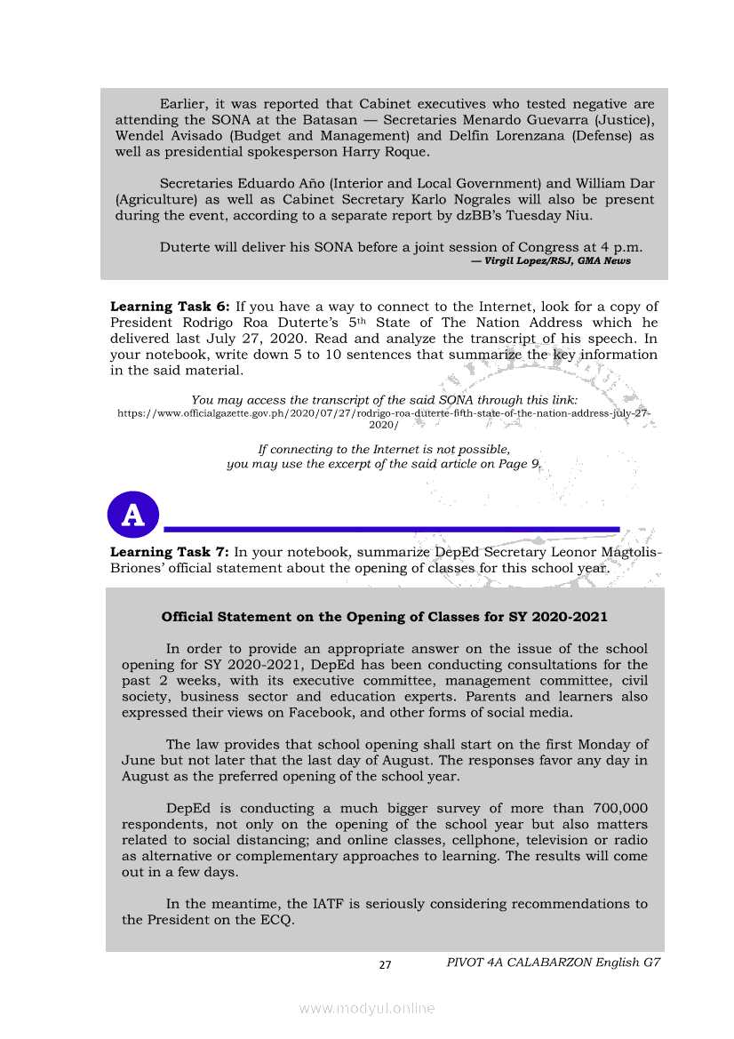 deped grade 7 english learning package 2nd quarter answer key