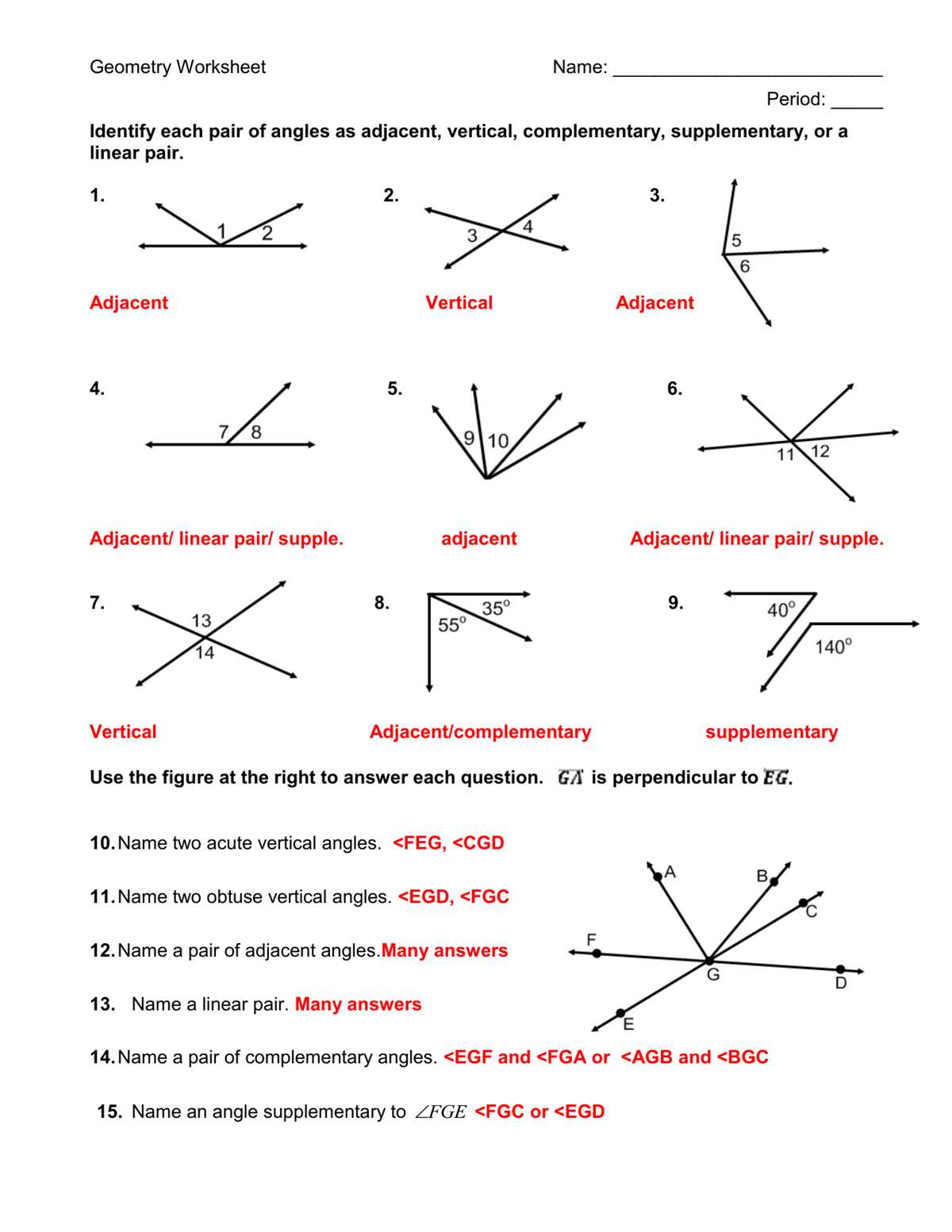 determining angle visually answer key
