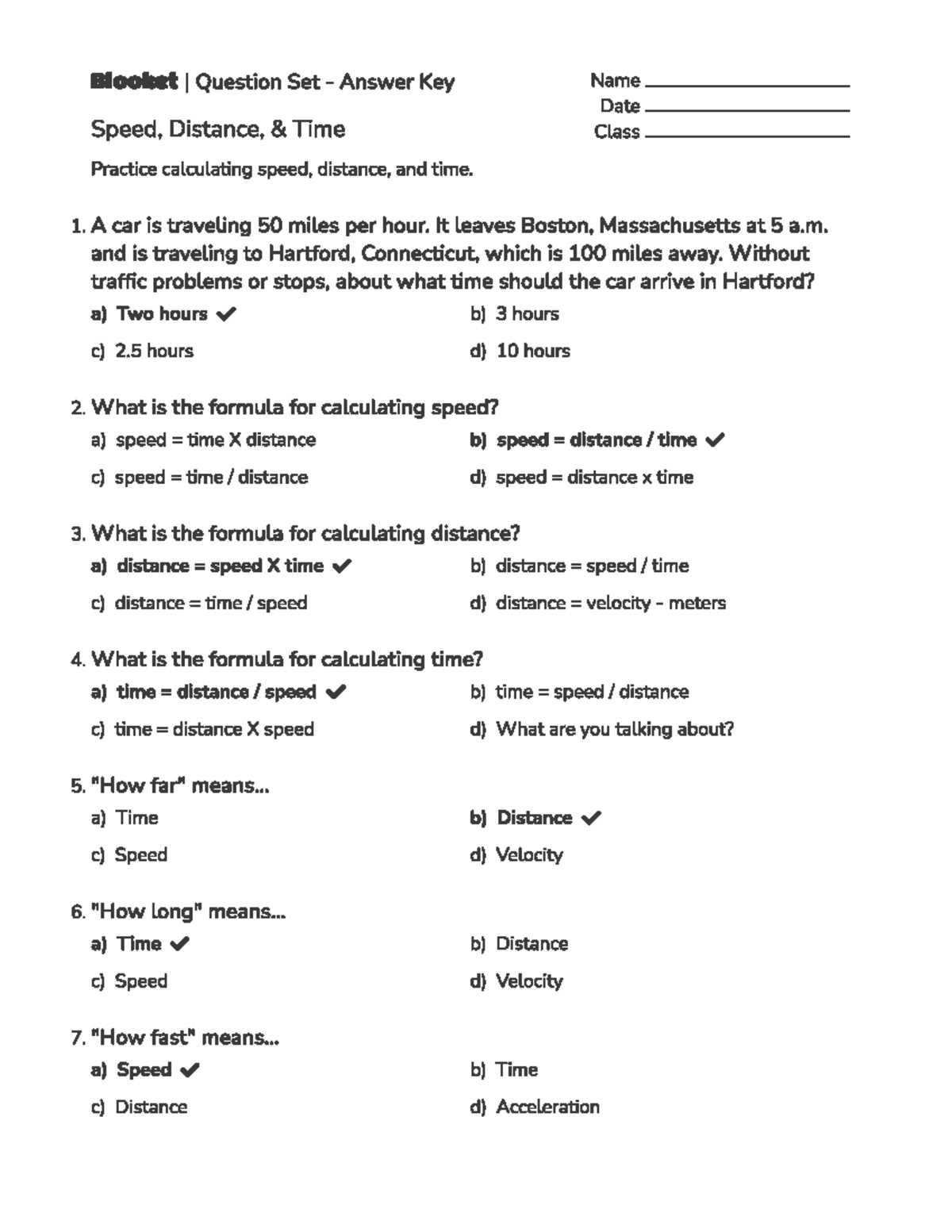 determining speed velocity answer key