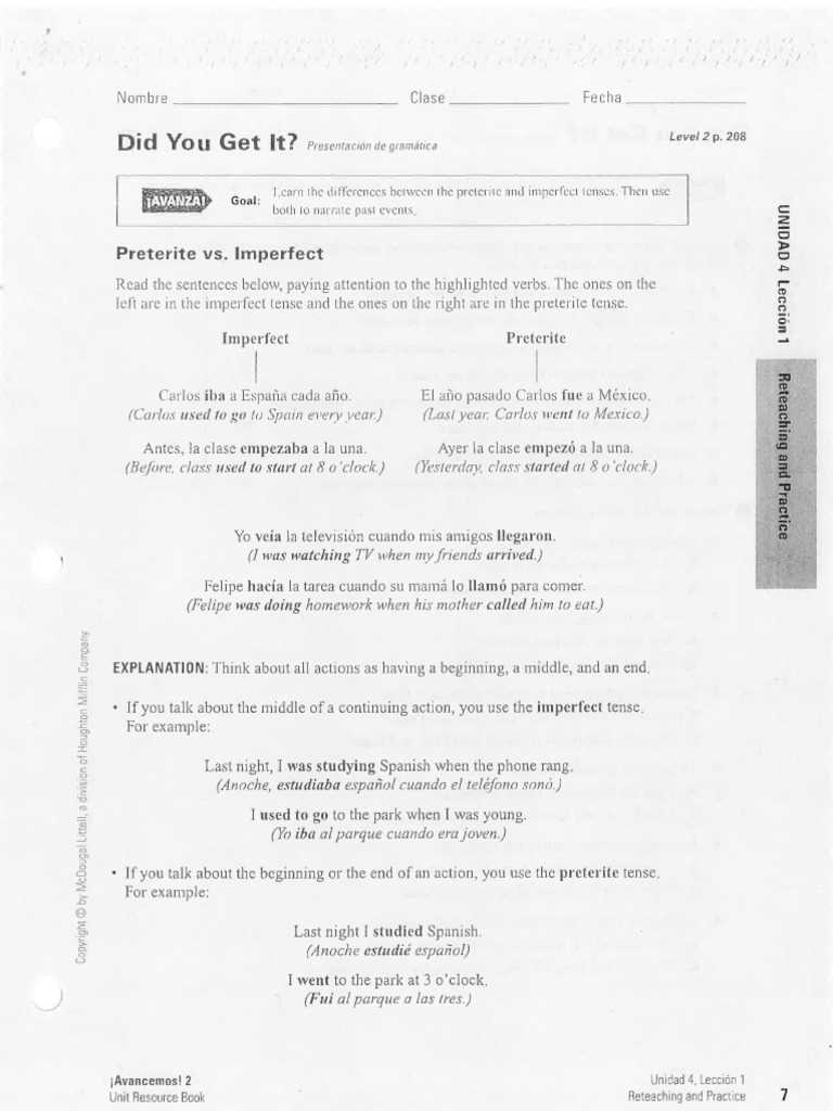 did you get it answer key avancemos 2