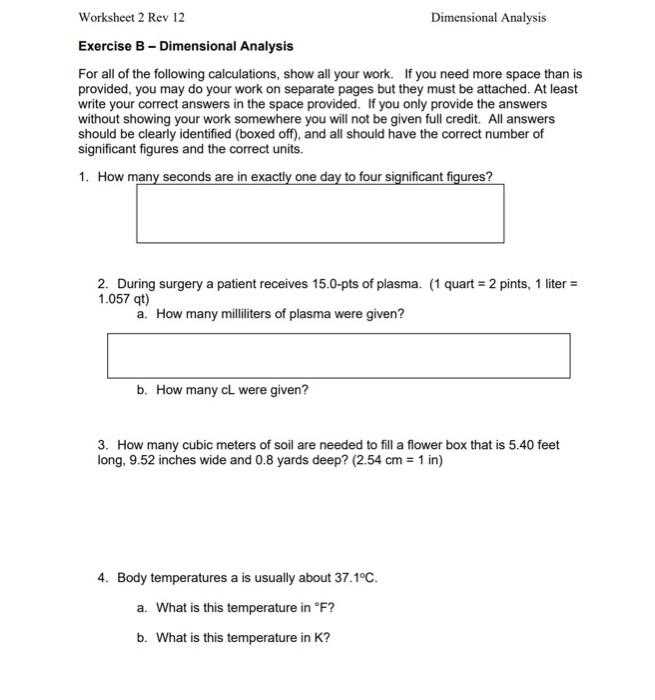 dimensional analysis worksheet 2 answer key