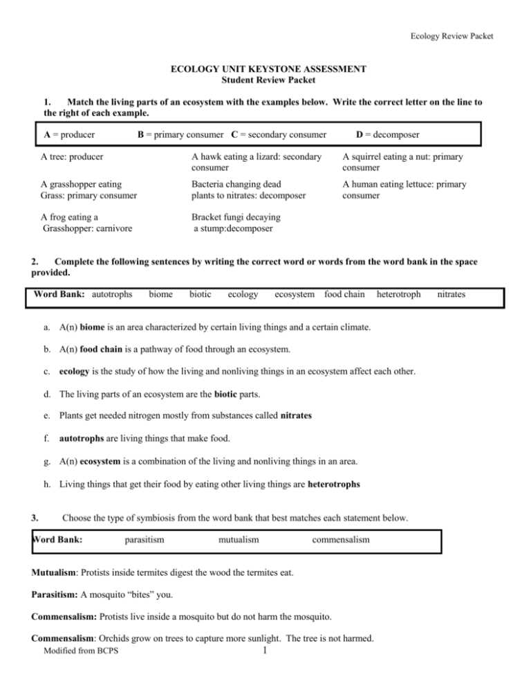district assessment review answer key