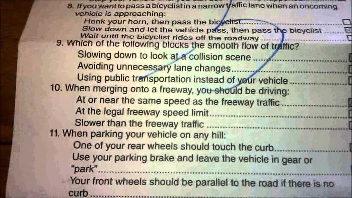 drivers permit test answer key