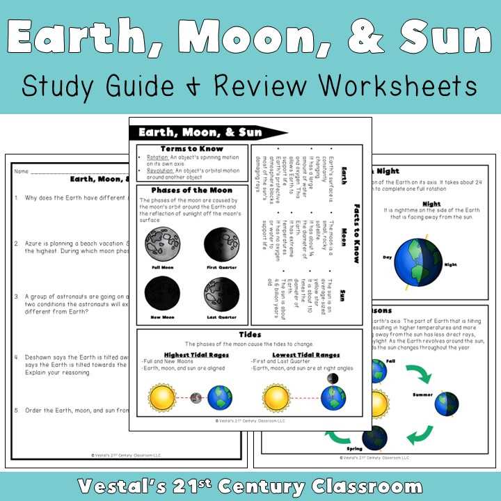 earth moon and sun worksheet answer key