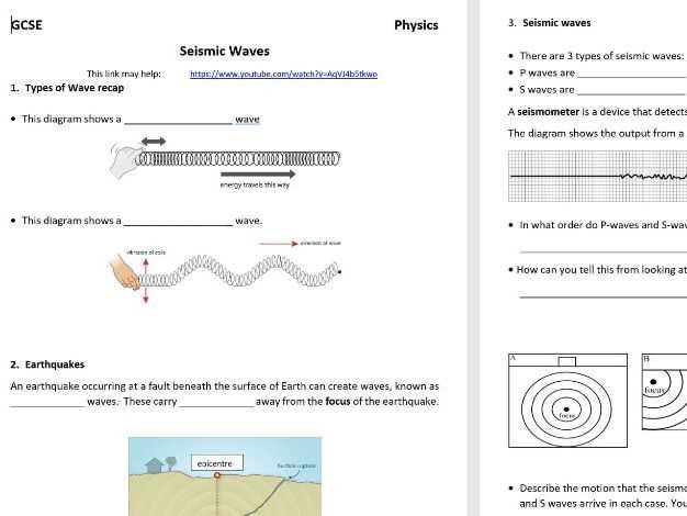 earthquakes and seismic waves worksheet answer key