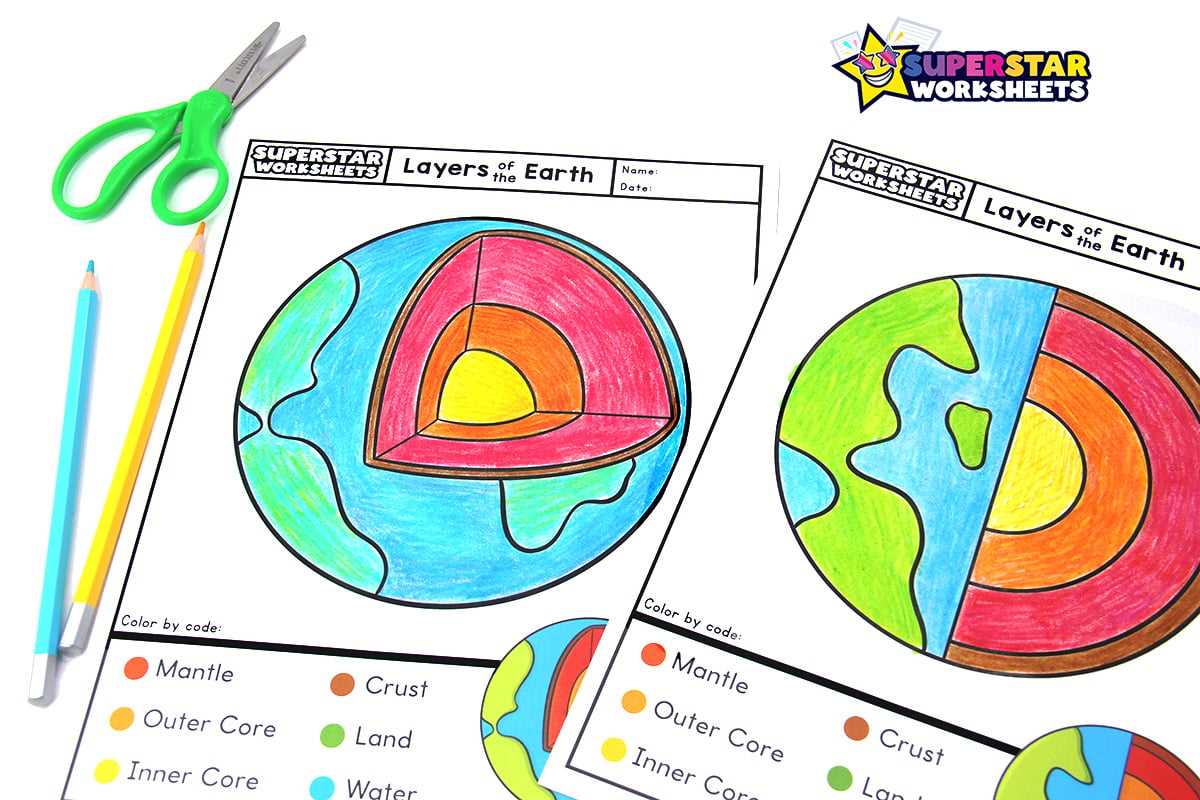 earths layers coloring and questions answer key