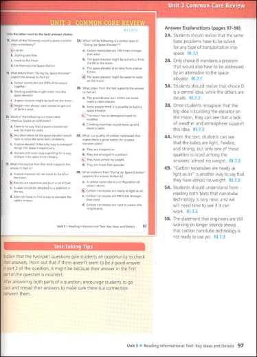ela common core sample questions grade 7 answer key