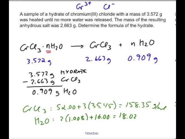 empirical formula of a hydrate lab answer key