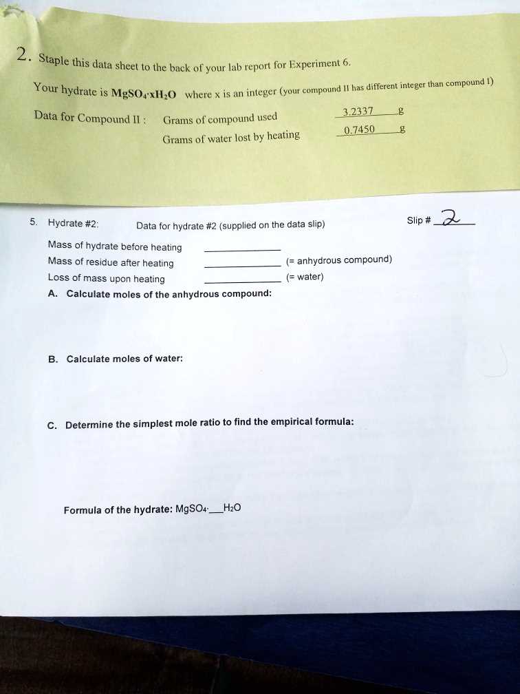 empirical formula of a hydrate lab answer key
